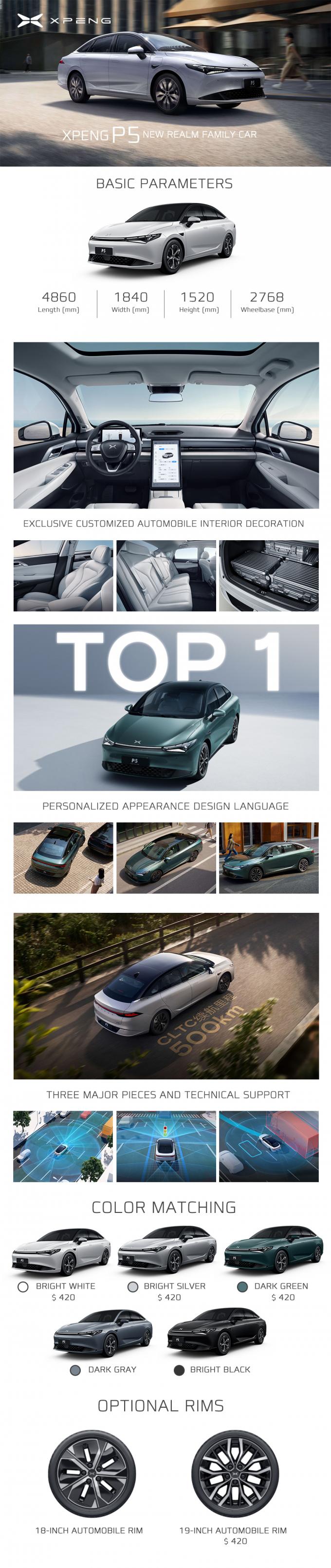 Kompakte Limousine Xiaopeng P5 Elektroauto 2024 FWD LFP Batterie 5 Tür 5 Sitz 0